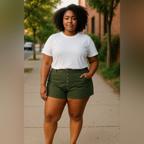 torrid Pants - NWT Torrid Army Green Button Up Cargo Shorts Summer Casual Vacation Plus Size